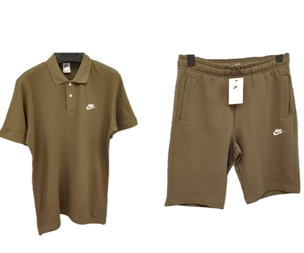 Мъжки спортен къс комплект Nike Classic Shorts + Polo T-shirt Green