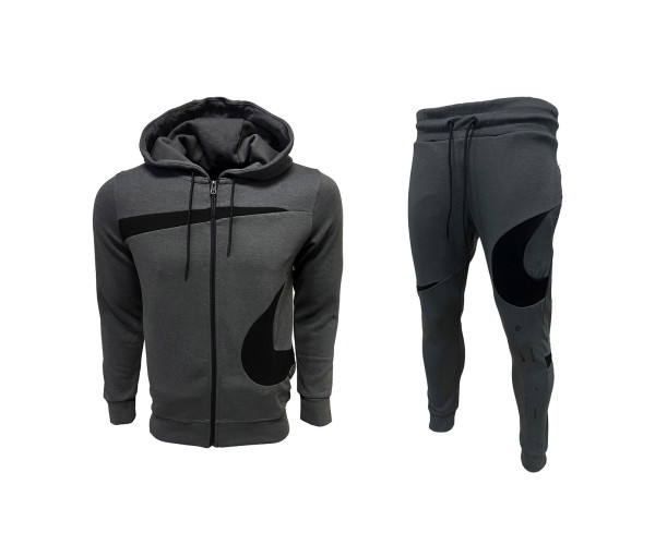 Мъжки спортен екип Nike Swoosh Tracksuit Dark Grey Black