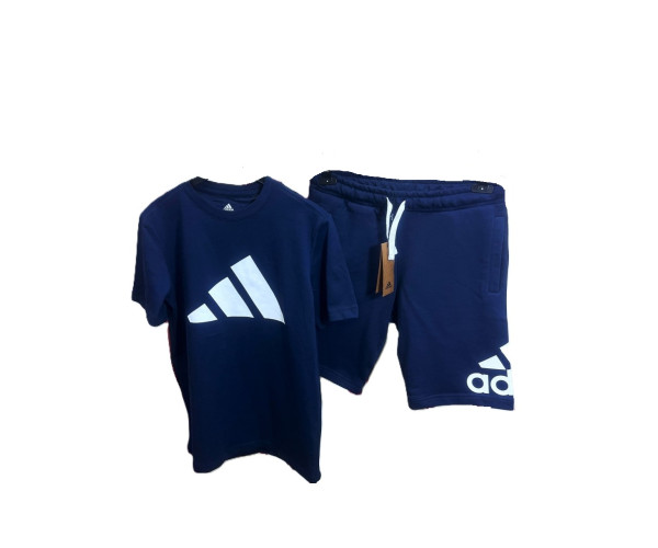 Мъжки спортен къс комплект Adidas Classic Big Logo Shorts + T-shirt Dark blue