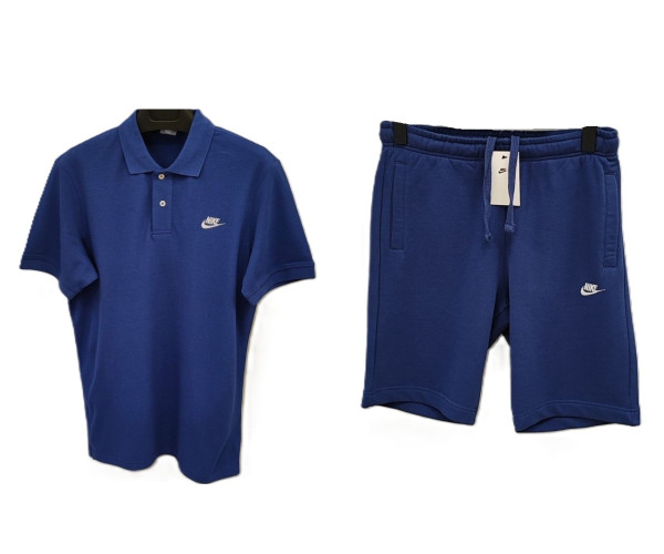 Мъжки спортен къс комплект Nike Classic Shorts + Polo T-shirt Parliament Blue