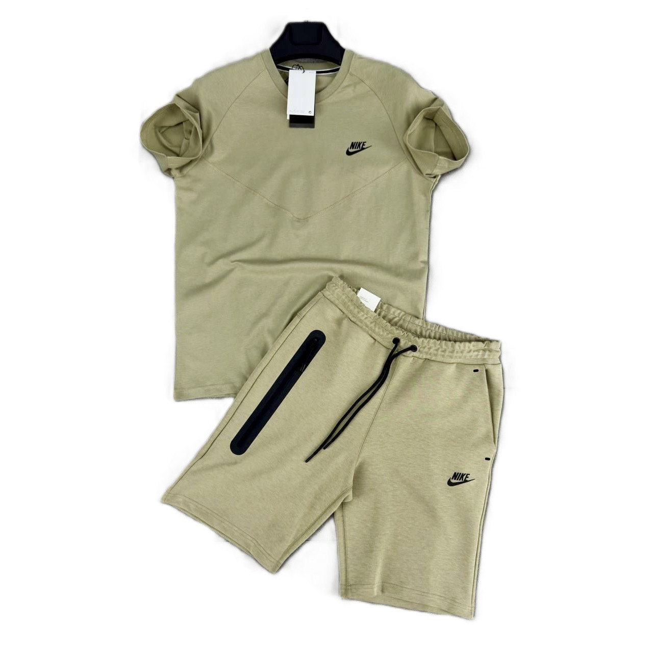 Мъжки спортен къс екип Nike Tech Fleece Shorts+T-shirt  Green