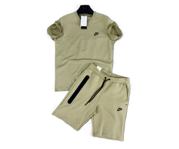 Мъжки спортен къс екип Nike Tech Fleece Shorts+T-shirt  Green