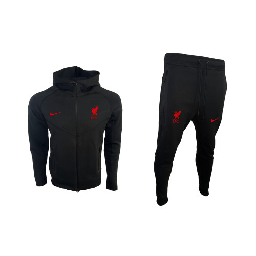  Мъжки спортен екип Nike Tracksuit Liverpool Tech Fleece Black Red