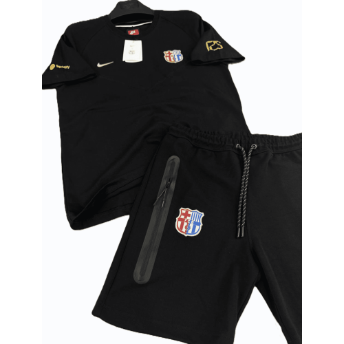Мъжки спортен къс екип Nike Tech Fleece BARCELONA Shorts+T-shirt Black