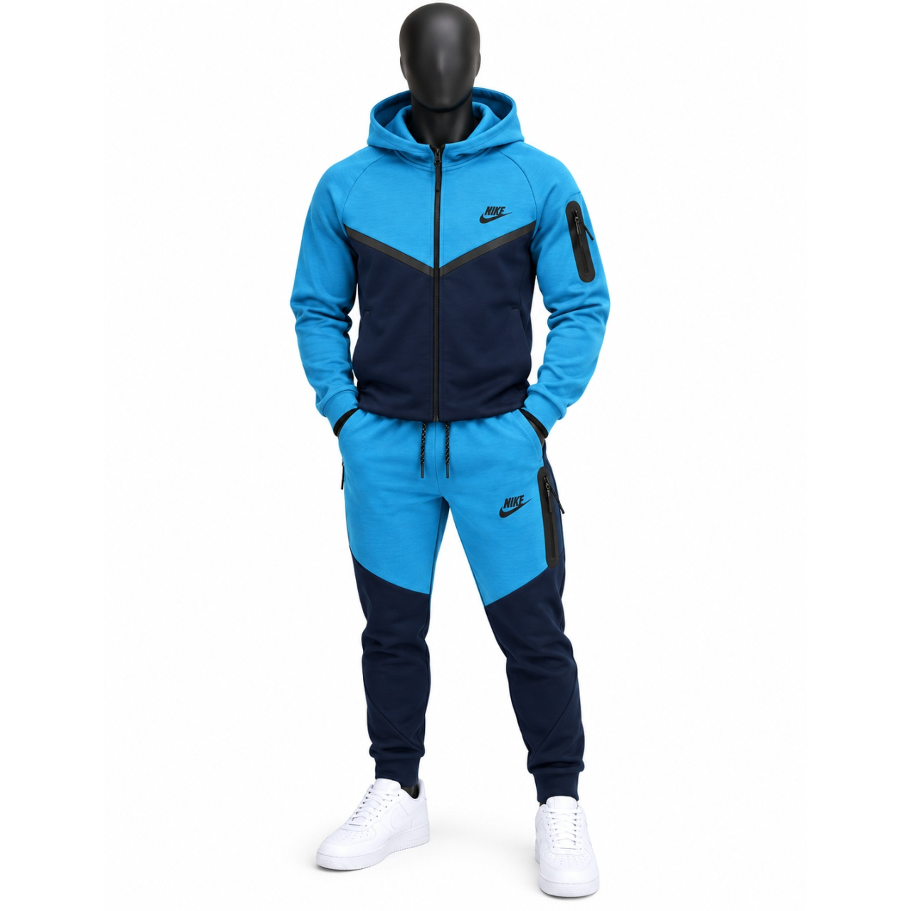  Мъжки спортен екип Nike Tech Fleece тъмно син светло син