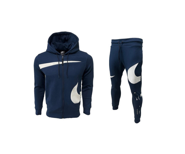 Мъжки спортен екип Nike Swoosh Tracksuit Dark Blue White