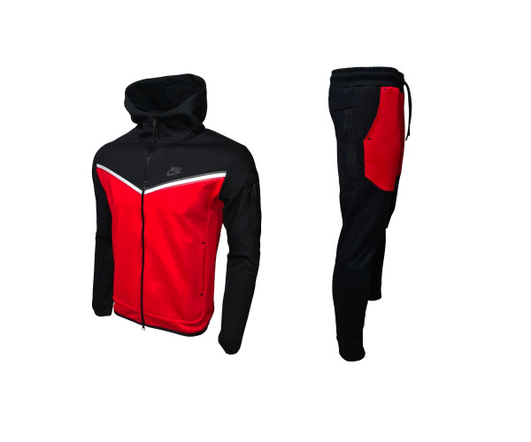 Мъжки спортен екип Nike Tracksuit Tech Fleece Black Red