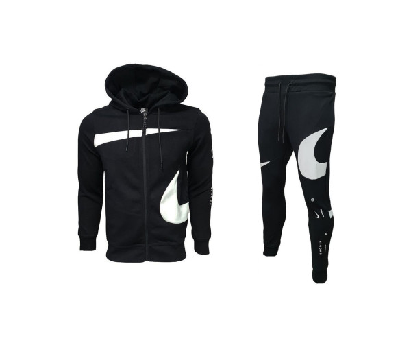 Nike Swoosh Tracksuit Black White