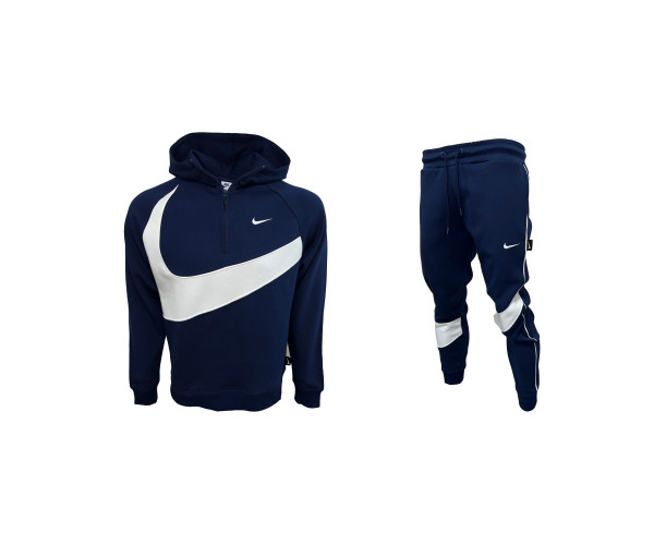 Мъжки спортен екип Nike Swoosh Tracksuit Dark Blue White