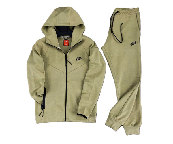  Мъжки спортен екип Nike Tracksuit Tech Fleece Green Beige
