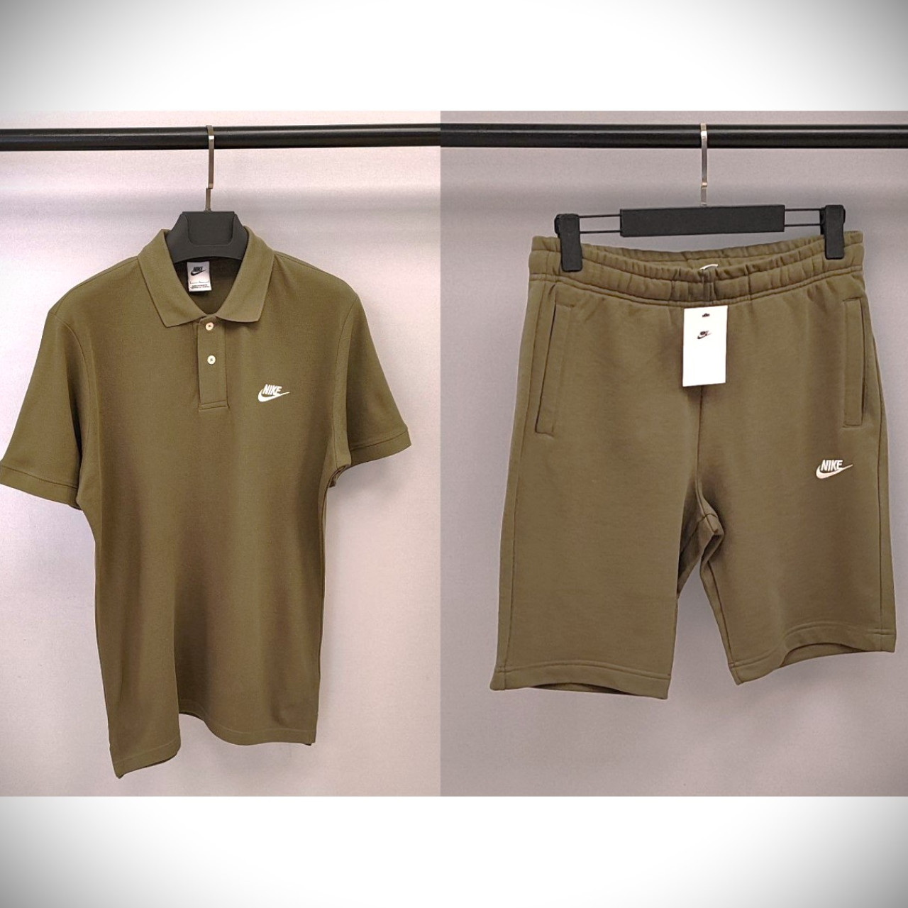 Мъжки спортен къс комплект Nike Classic Shorts + Polo T-shirt Green