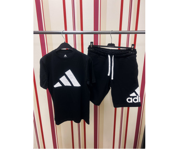 Мъжки спортен къс комплект Adidas Classic Big Logo Shorts + T-shirt Black