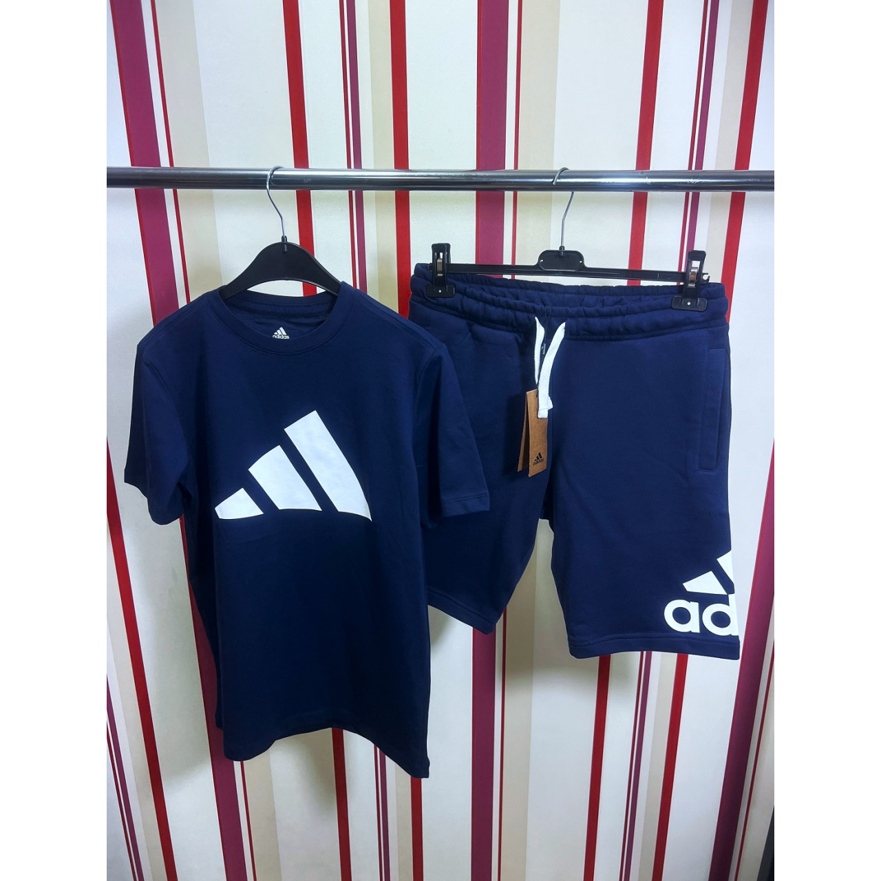 Мъжки спортен къс комплект Adidas Classic Big Logo Shorts + T-shirt Dark blue