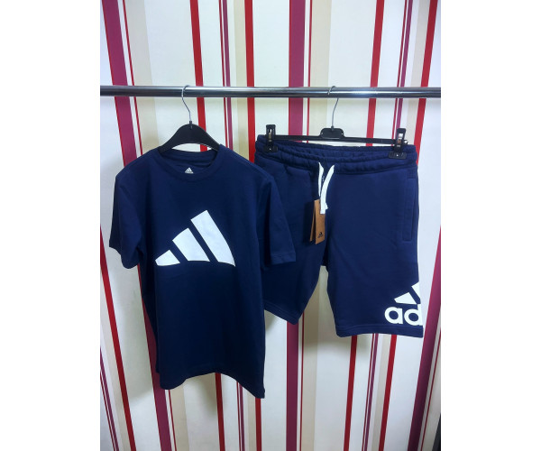 Мъжки спортен къс комплект Adidas Classic Big Logo Shorts + T-shirt Dark blue