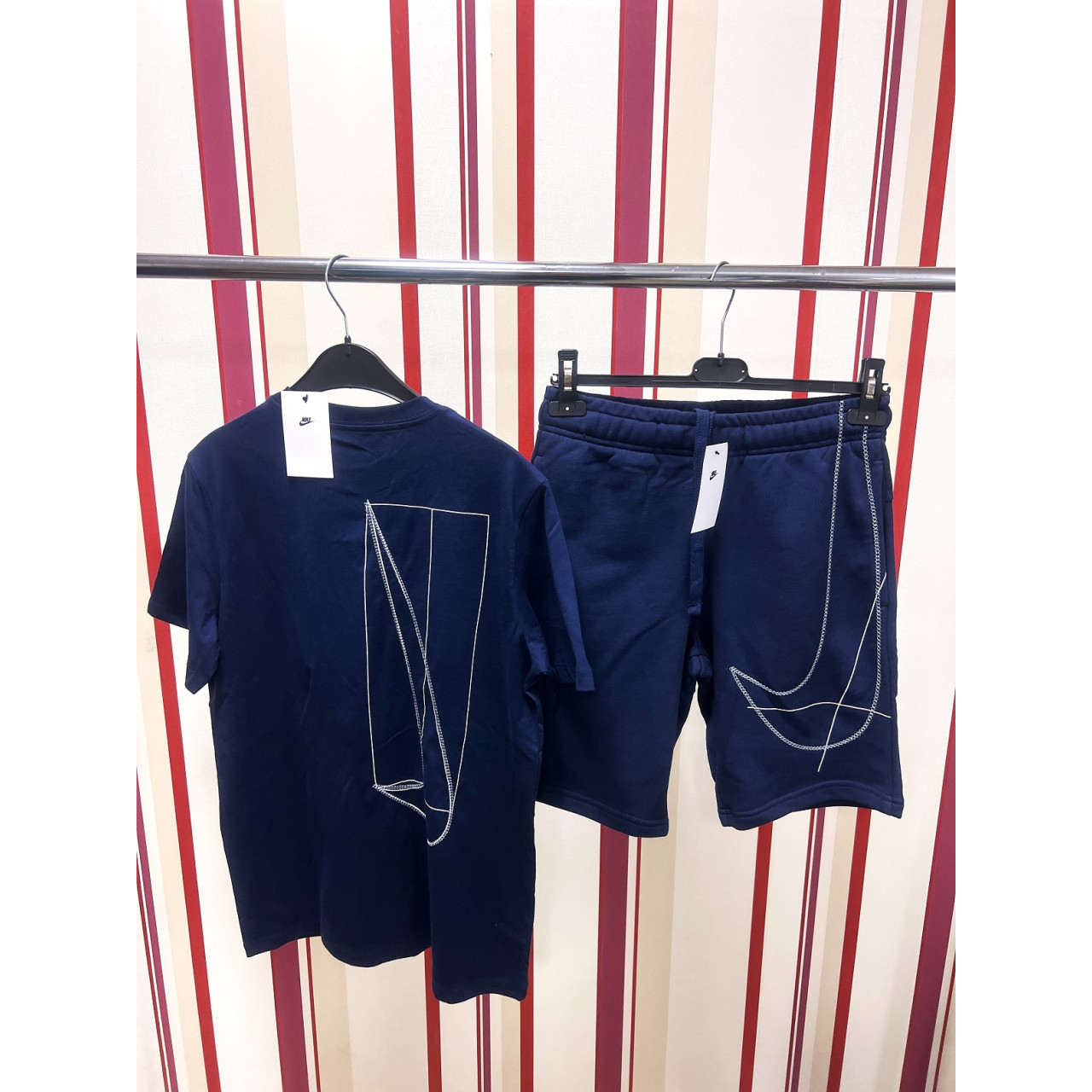 Мъжки спортен къс комплект Nike Performance Shorts + T-shirt Dark Blue
