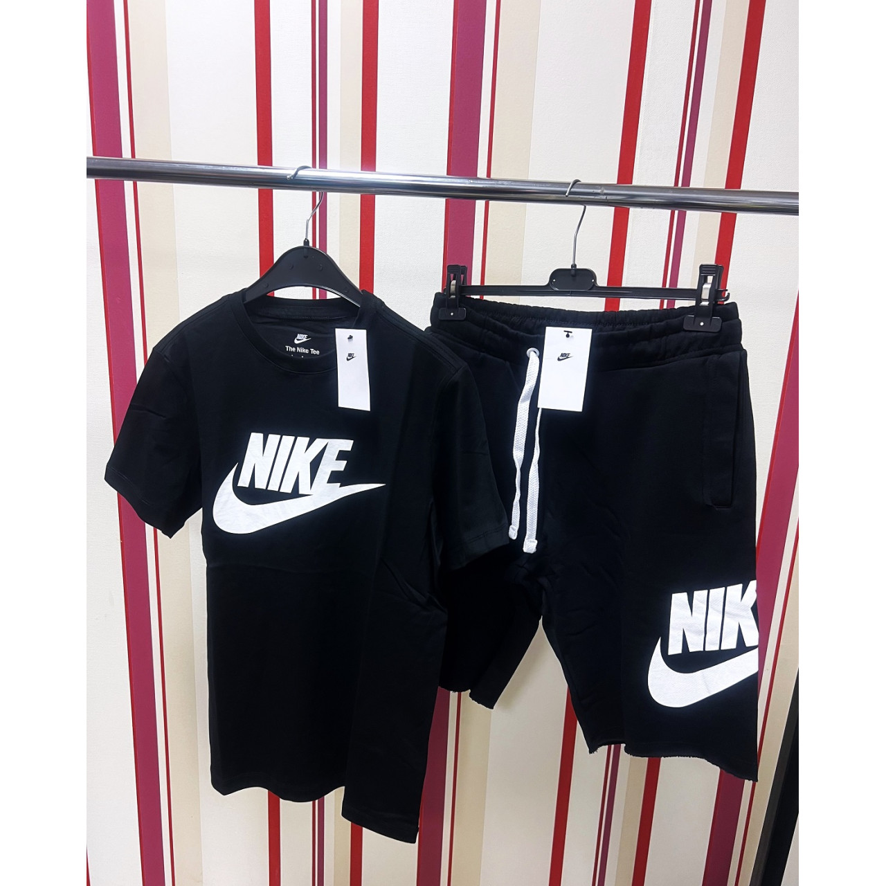 Мъжки спортен къс комплект Nike Classic Big Logo Shorts + T-shirt Black