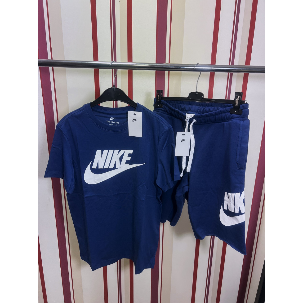 Мъжки спортен къс комплект Nike Classic Big Logo Shorts + T-shirt Parliament Blue