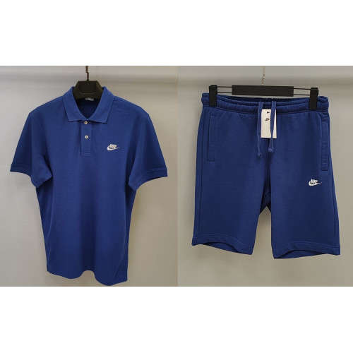 Мъжки спортен къс комплект Nike Classic Shorts + Polo T-shirt Parliament Blue