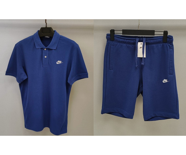 Мъжки спортен къс комплект Nike Classic Shorts + Polo T-shirt Parliament Blue
