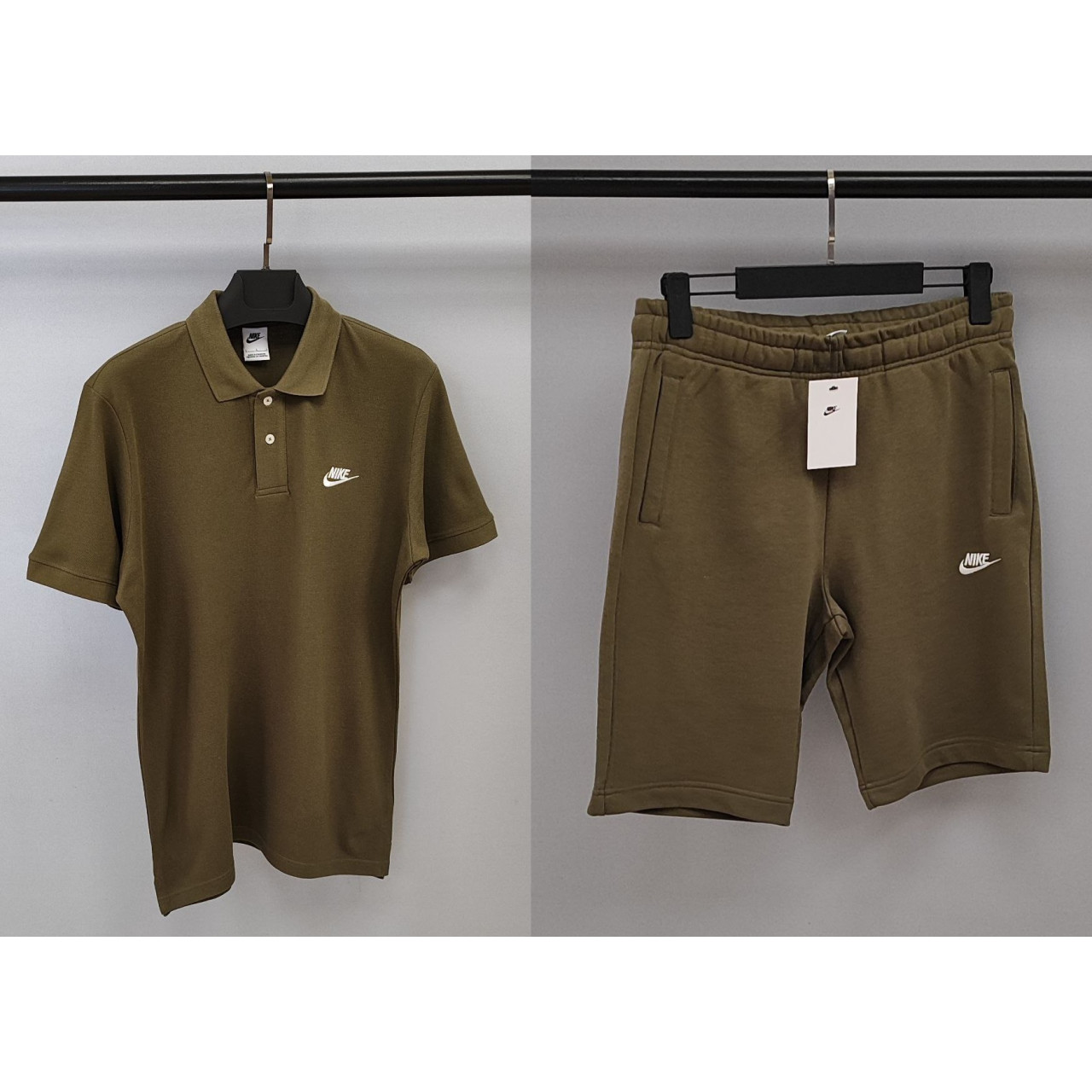 Мъжки спортен къс комплект Nike Classic Shorts + Polo T-shirt Green
