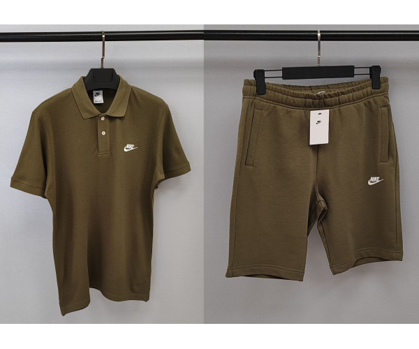 Nike Classic Shorts + Polo T-shirt Green