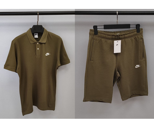 Мъжки спортен къс комплект Nike Classic Shorts + Polo T-shirt Green