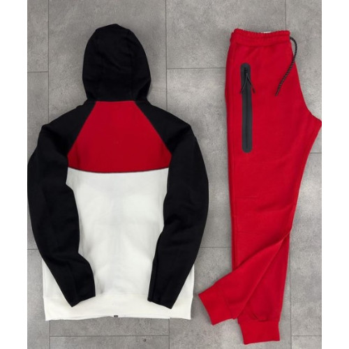  Мъжки спортен екип Nike Tracksuit Tech Fleece Red Black White