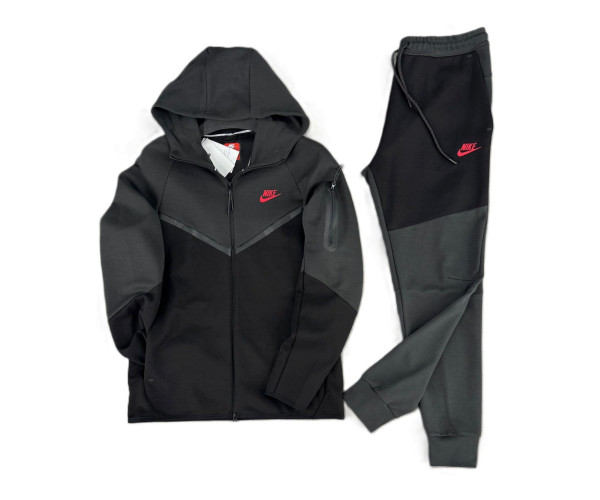  Мъжки спортен екип Nike Tech Fleece Black Grey Red Logo